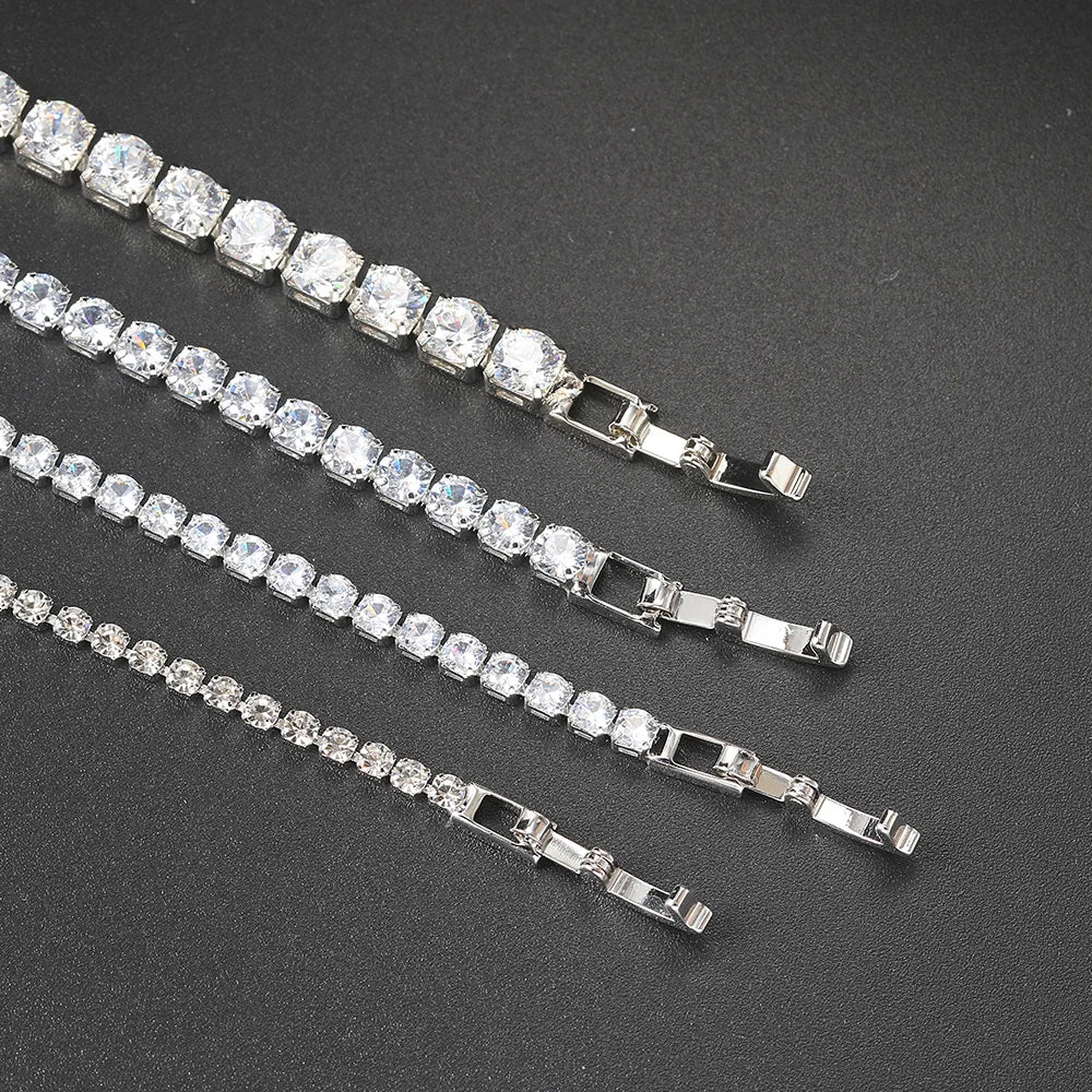 Silver Color 2.5/3/4/5mm Zircon Tennis Bracelet For Women and Men