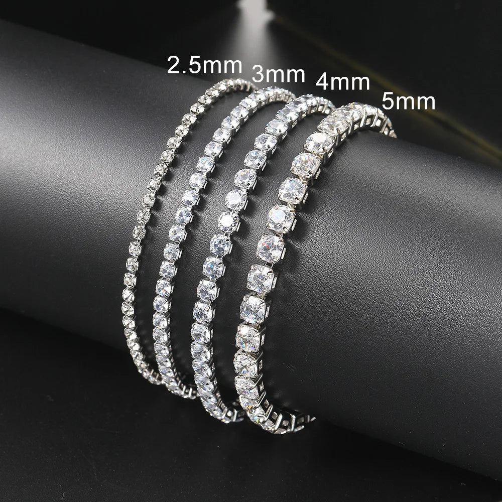 Silver Color 2.5/3/4/5mm Zircon Tennis Bracelet For Women and Men