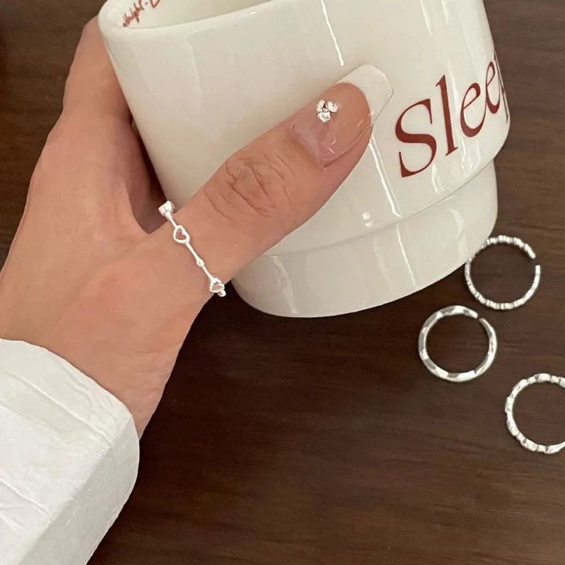 Sterling Silver Love Heart Hollowed Out Ring
