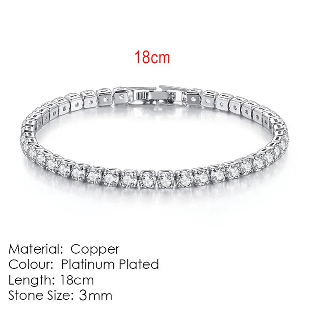 Silver Color 2.5/3/4/5mm Zircon Tennis Bracelet For Women and Men