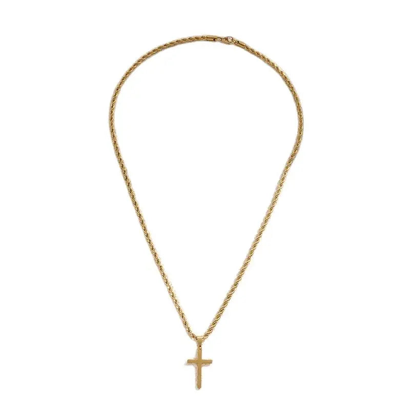 New Cross Pendant Necklace for Men Women Minimalist Gold