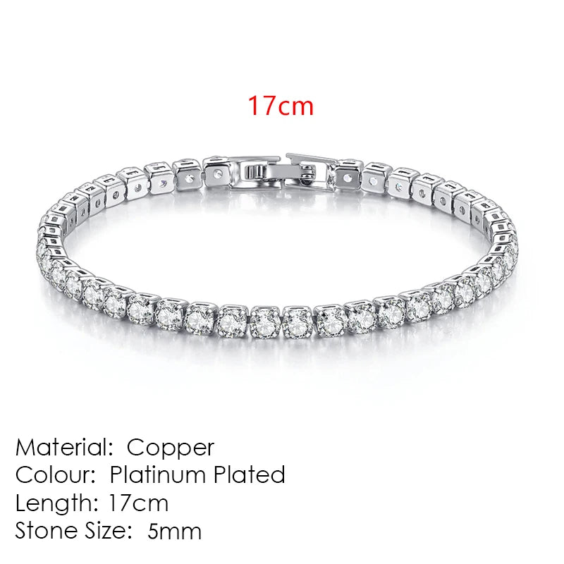 Silver Color 2.5/3/4/5mm Zircon Tennis Bracelet For Women and Men