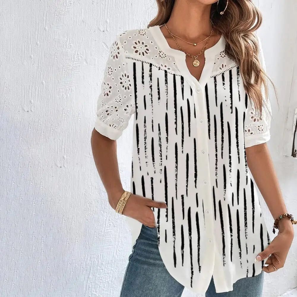 Temperament Casual Lace Woman Shirt