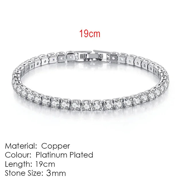 Silver Color 2.5/3/4/5mm Zircon Tennis Bracelet For Women and Men