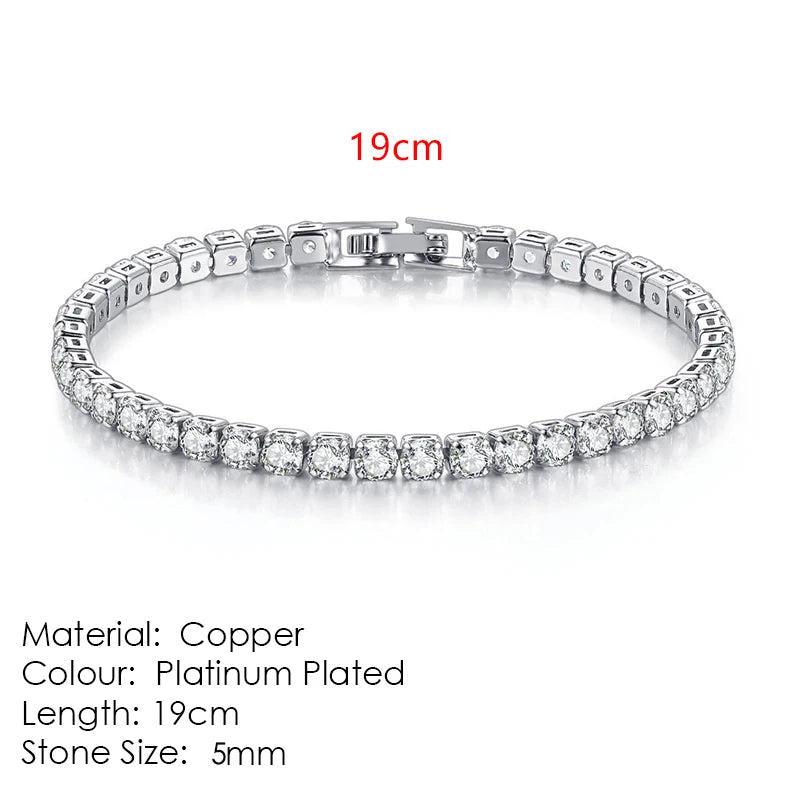 Silver Color 2.5/3/4/5mm Zircon Tennis Bracelet For Women and Men