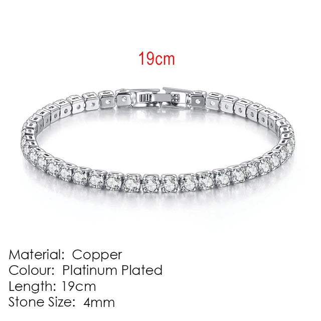 Silver Color 2.5/3/4/5mm Zircon Tennis Bracelet For Women and Men