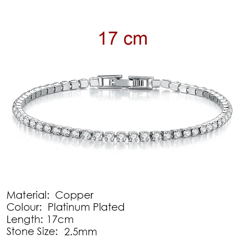 Silver Color 2.5/3/4/5mm Zircon Tennis Bracelet For Women and Men
