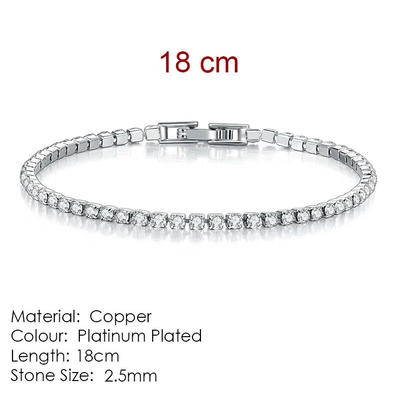 Silver Color 2.5/3/4/5mm Zircon Tennis Bracelet For Women and Men