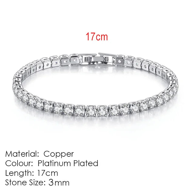 Silver Color 2.5/3/4/5mm Zircon Tennis Bracelet For Women and Men