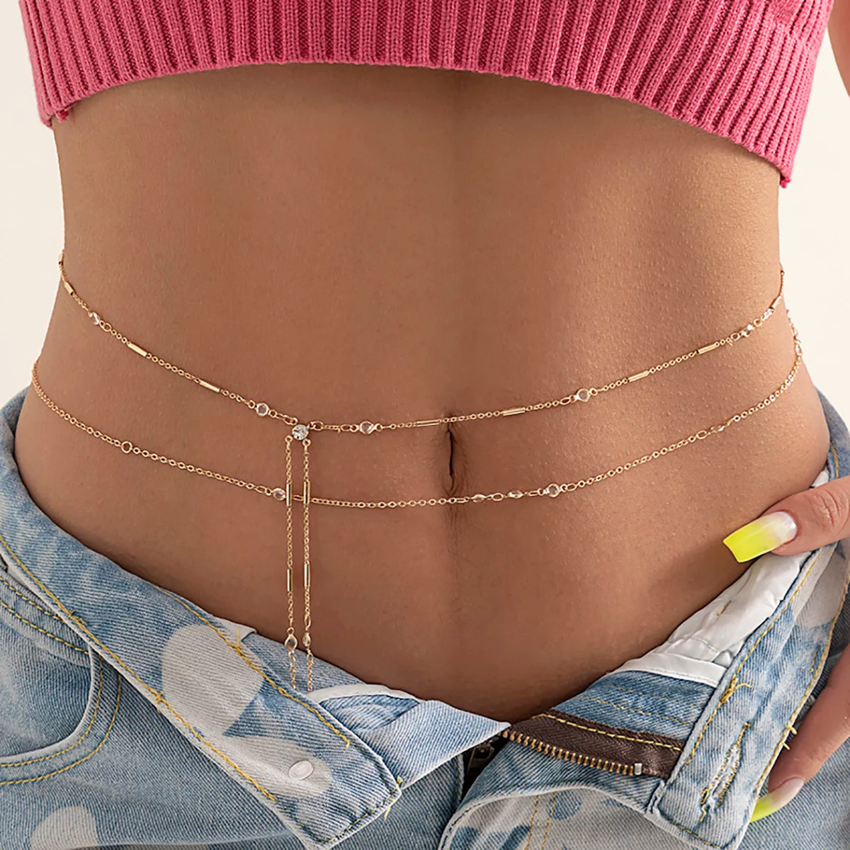Crystal Glass Belly Belt Jewelry Accessories
