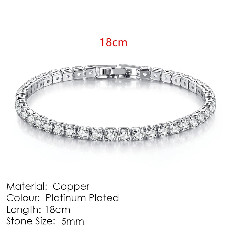 Silver Color 2.5/3/4/5mm Zircon Tennis Bracelet For Women and Men
