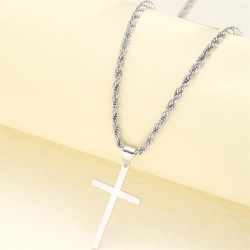 New Cross Pendant Necklace for Men Women Minimalist Gold