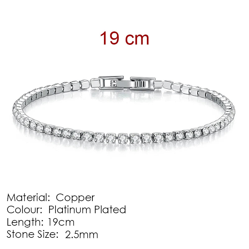 Silver Color 2.5/3/4/5mm Zircon Tennis Bracelet For Women and Men